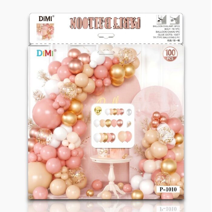 Combo Grande de Globos x100 Pcs Arco Orgánico Rose Gold, Nude Y Confeti - Imagen 1