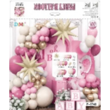 Combo grande de Arco de Globos Rosa, Dorado y Beige, con Kit de Guirnalda de Globos