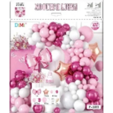 combo grande de globos de moño rosa violeta blanco