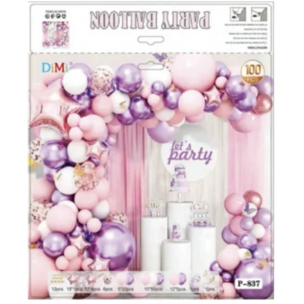 Combo grande de Guirnalda de Globos de colores rosa, morado y blanco