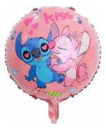 Set De 5 Globos De Stitch Rosa Metalizado - Imagen 2