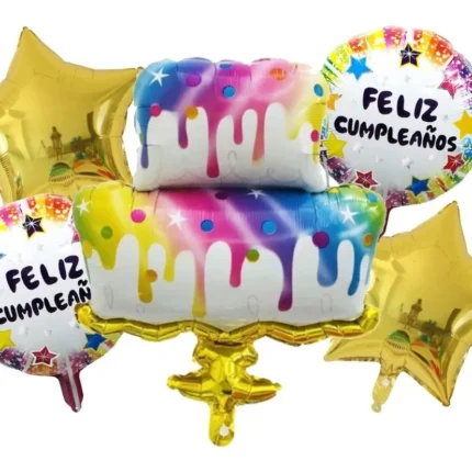 set de 5 globos de "feliz cumpleaños"