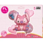 set globos de stitch rosa