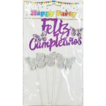 Set Cake Topper "Feliz Cumpleaños" + Mariposas Deco - Imagen 4
