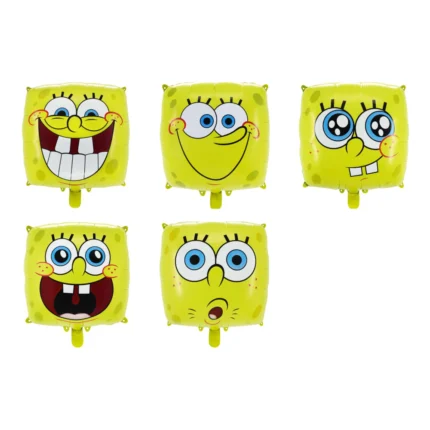 Pack de 50 Globos de Bob Esponja Forma Cuadrada 18"