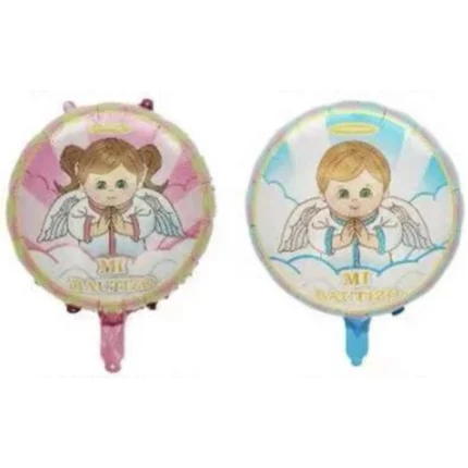 Pack de 50 Globos Redondos Mi Bautizo Ángel / Angelito