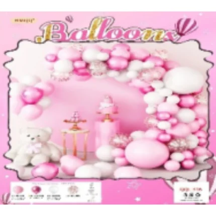 Combo grande de Arco de Globos Rosa y Blanco, con Kit de Decoración de 180 Piezas para Cumpleaños, Baby Shower y Bautizo.