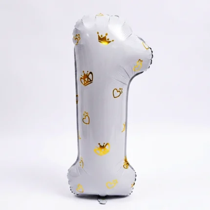 Set de Globos de Números con Diseño Corona x50