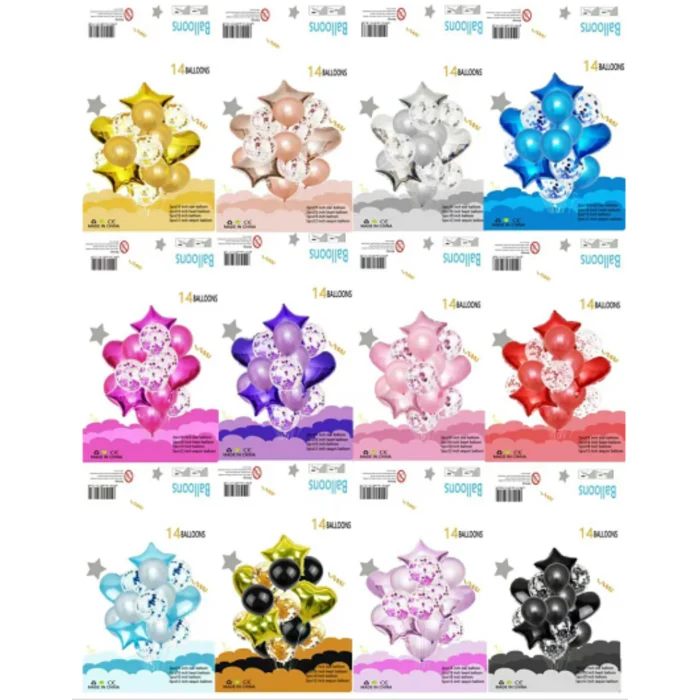 Set Bouquet de 14 Globos Metalizados con Confeti - Kit Decoración Premium - Imagen 1