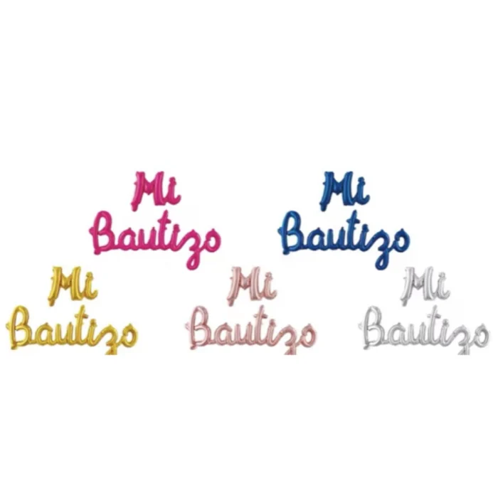 Set de Globos "Mi Bautizo" - Banderín de Letras para Decoración - Imagen 1