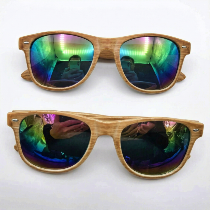 Gafas de Sol Efecto Madera Lentes Espejados Iridiscentes -¡Oferta! - Imagen 1