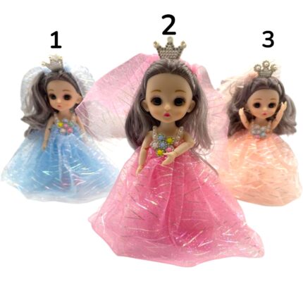 Llaveros de Muñecas Articulada Con Vestido y Corona