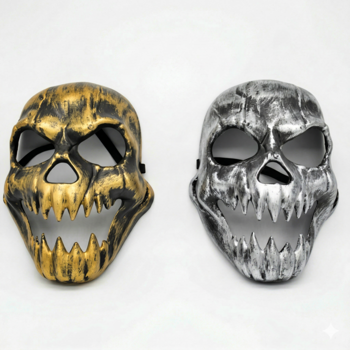 Máscaras Calavera Metalizada Rígida Dorado Plateado - ¡Oferta! - Imagen 1