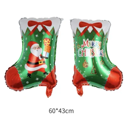 Pack de 50 Globos de Calcetín Navidad Verde y Rojo 60x43cm