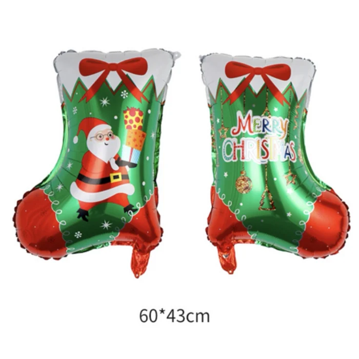 Pack de 50 Globos de Calcetín Navidad Verde y Rojo 60x43cm - Imagen 1