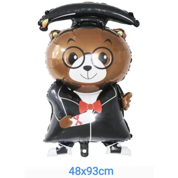 Pack de 50 Globos de Oso Graduado con Birrete y Diploma 48x93cm - Imagen 1