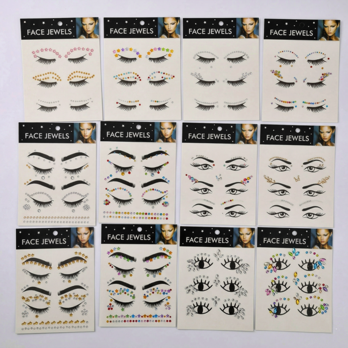 Set Strass Facial Autoadhesivo "Face Jewels" Maquillaje Fiesta - Imagen 1