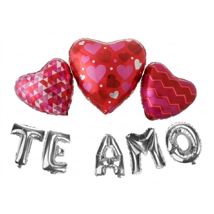 Combo de Globos Frase "Te Amo" y 3 Corazones Decorados - Imagen 1