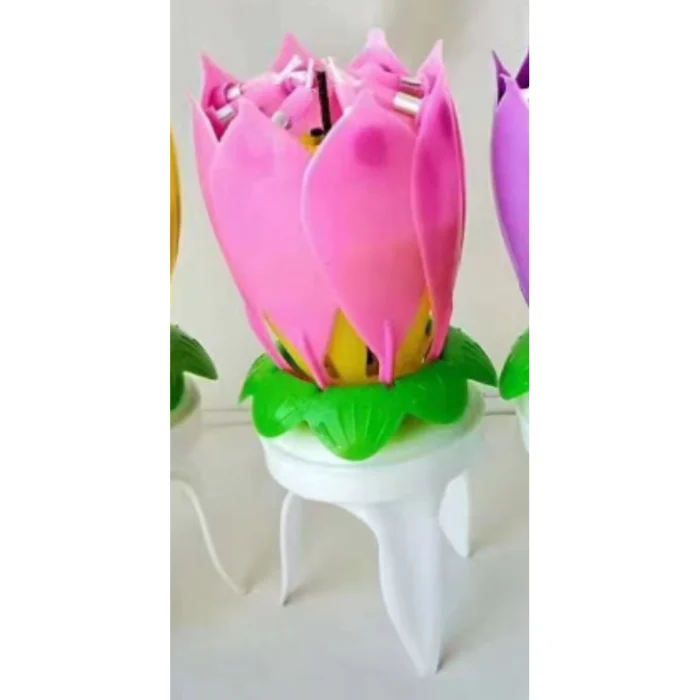 Vela Musical para Cumpleaños con Diseño de Flor de Loto - Imagen 3