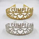Corona Tiara Feliz Cumpleaños Dorada Strass