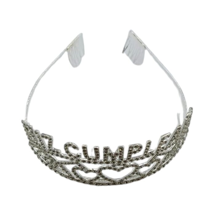 Corona Tiara Feliz Cumpleaños Dorada Strass - Imagen 5
