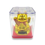 Gato de la Fortuna Maneki Neko Solar Dorado Con Energia Solar 9x7cm - Imagen 2