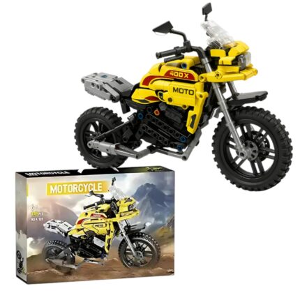 Motocicleta Amarilla de Pista Armable Adventure 400X Jiqile - 484 Ladrillos