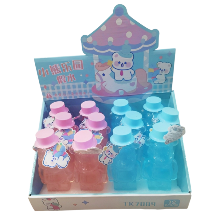 Botella de Slime con Tapa Sombrero de Oso (Color Rosa o Azul) - Imagen 1