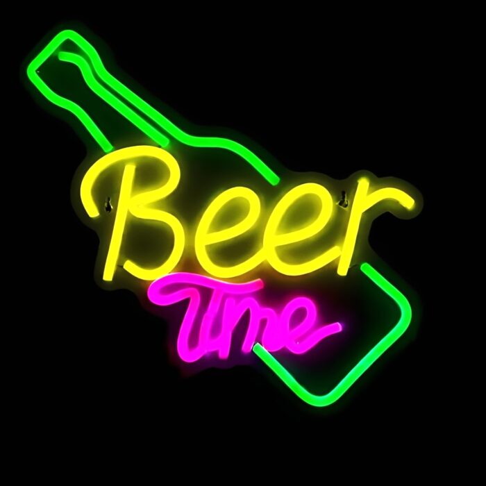 Letrero Neón LED "Beer Time" en Botella - Anuncio para Bar y Hogar - Imagen 1