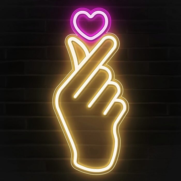Letrero Neón LED "Finger Heart" / Dedo Corazón K-Pop - Imagen 1