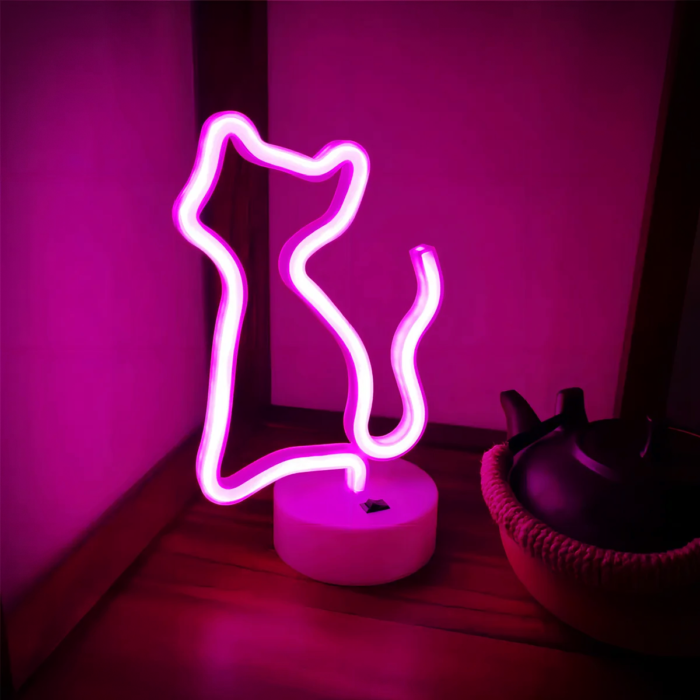 Letrero de Neón LED Silueta de Gato Rosa - Cat Lover Glow - Imagen 1