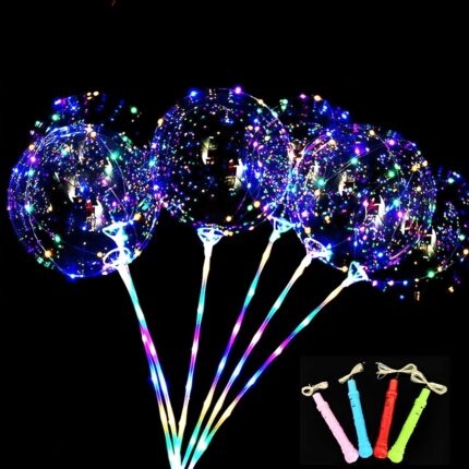 Pack 50 Globos Burbuja LED Transparentes con Varilla (Bobo Balloons)