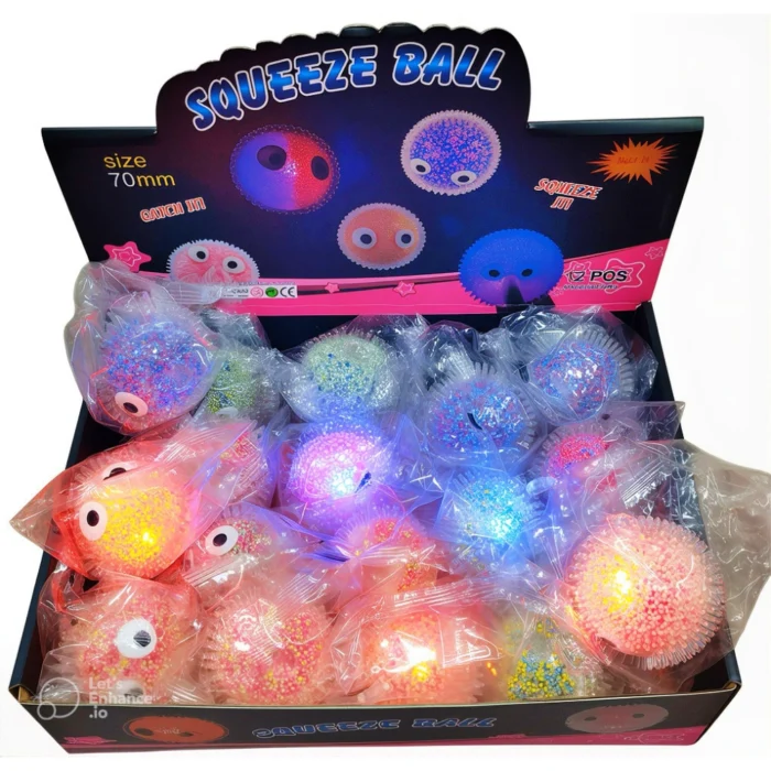 Juguete Squishy Bola Antiestrés Squeezeball Luminosa con Pinchos 70mm - Imagen 2
