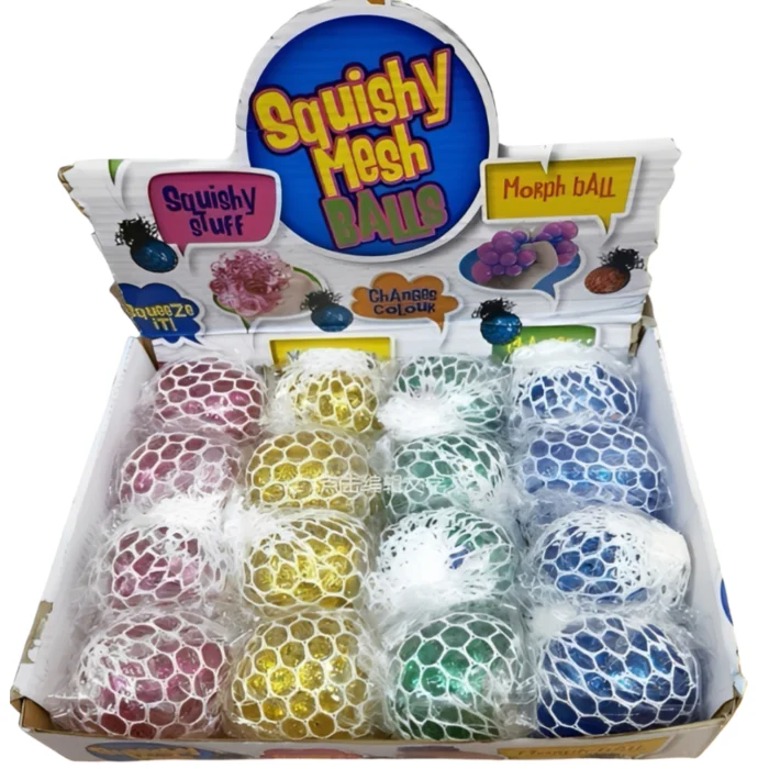 Pelota Squishy Antiestrés de Malla Colores Surtidos (Mesh Squeeze Ball) - Imagen 1