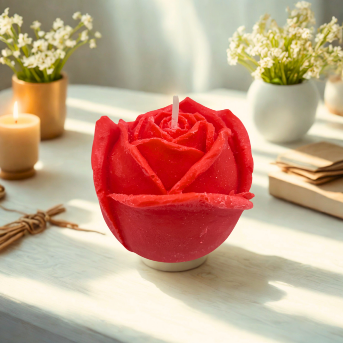 Vela Rosa Roja Decorativa Pimpollo Adorno Torta Souvenirs - Imagen 2