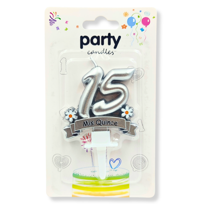 Vela Numero 15 Mis Quince Adorno Torta Cumpleaños - Imagen 1