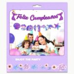 Banderín "Feliz Cumpleaños" Temático Sirena y Mar con Brillo