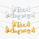 Banderín "Feliz Cumpleaños" Metalizado Mariposas