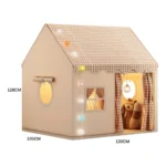 Carpa Casita Infantil Cuadros Beige - Imagen 2