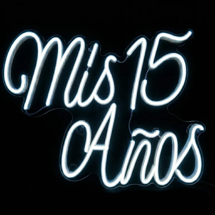 Letrero Neón LED "Mis 15 Años" con Base Acrílica - Imagen 1