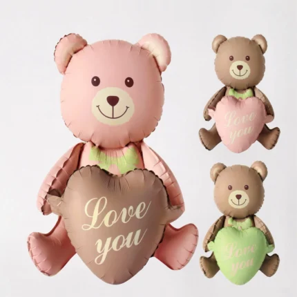 Pack x50 Globos Metalizados Osos con Corazón "Love You"
