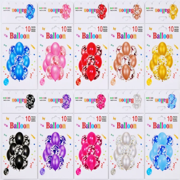 Set de 10 Globos para Cumpleaños – Varios Colores y Diseños - Imagen 1