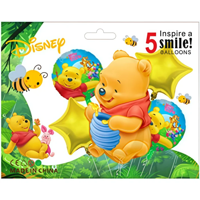 Set 5 Globos Metalizados Winnie Pooh - Imagen 1