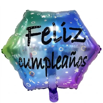 Pack de 50 Globos Hexagonales “Feliz Cumpleaños” 18″