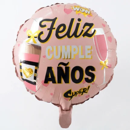 Pack de 50 Globos Redondos “Feliz Cumpleaños” 18″