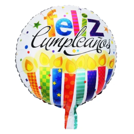 Pack de 50 Globos Redondos "Feliz Cumpleaños" 18"