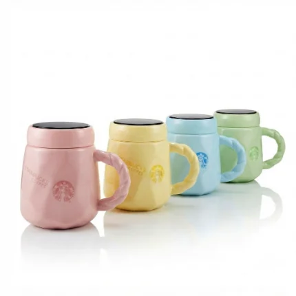 Taza de Cerámica con Tapa Diseño Starbucks