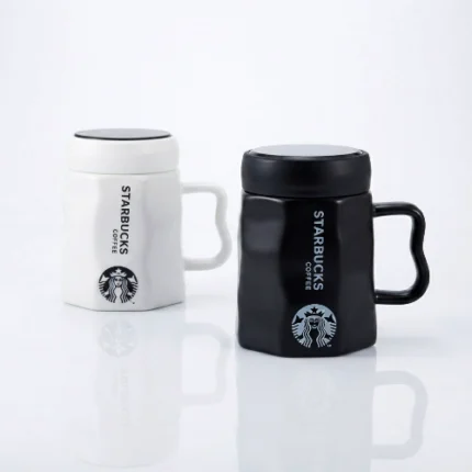 Taza de Cerámica con Tapa Diseño Starbucks