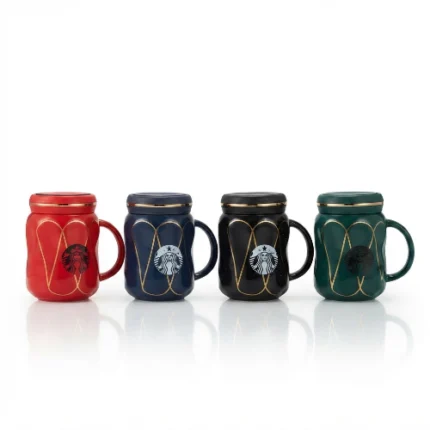 Taza de Cerámica con Tapa Diseño Starbucks
