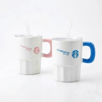 Taza de Cerámica con Tapa Diseño Starbucks